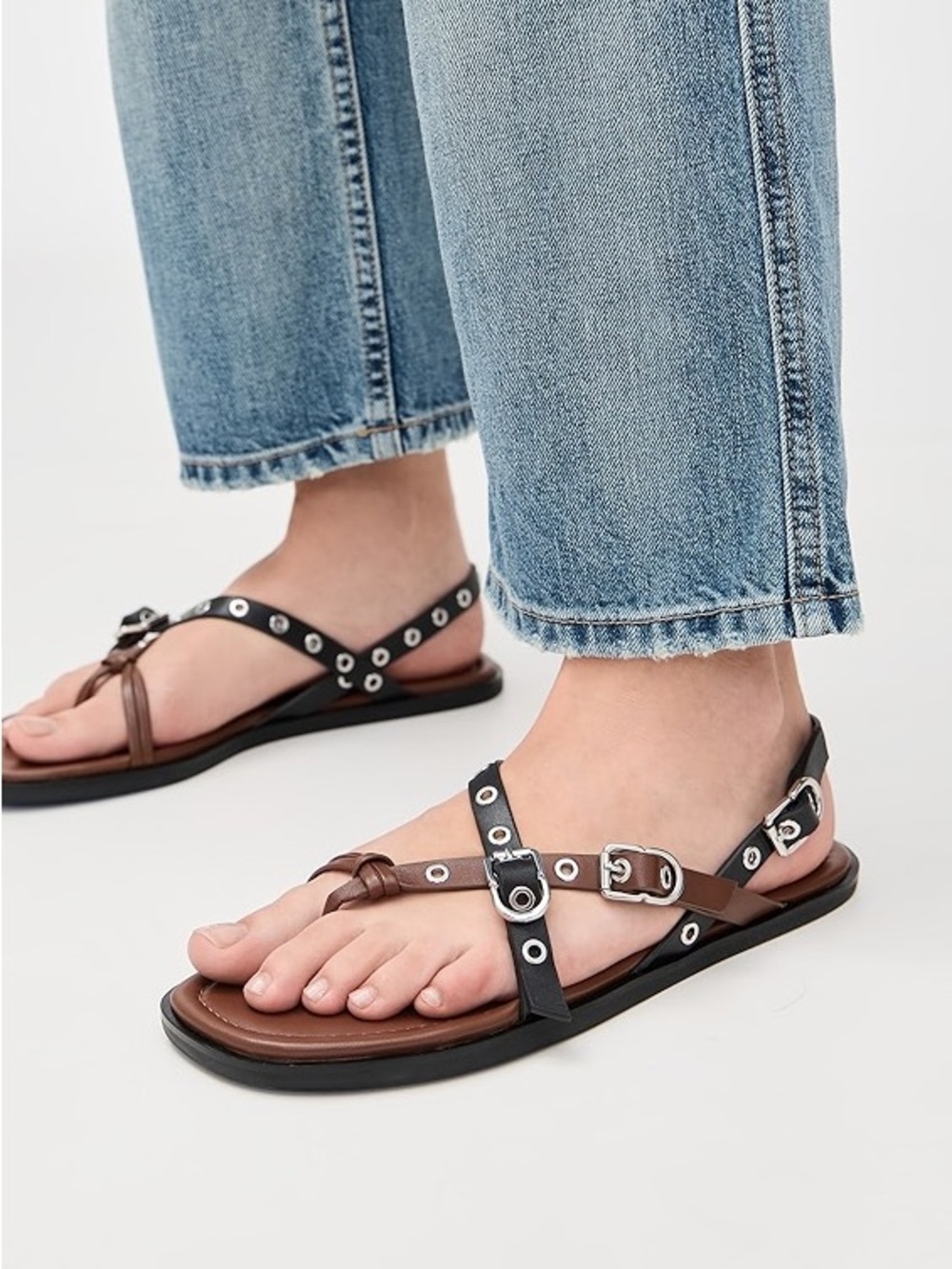 3.1 Phillip Lim Brown and Black Grommet Strap Sandals - Never Worn!